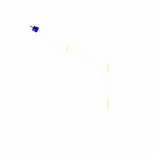 The initial game prototype: a shape swimming with simple physics
