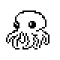 Pixel-art octopus swimming